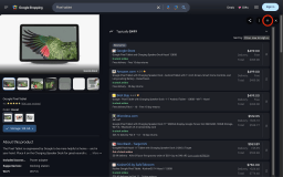 The Google Shopping ™ Enhancer browser extension adds a '<>' button to switch Google Shopping to wide view.